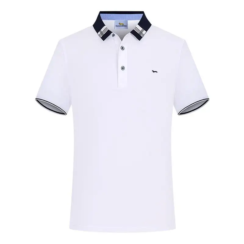 New Summer Polo Shirt Men Casual Slim Fit Cotton Breathable Solid Short Sleeve Embroidery Harmont Men\'s Shirt Blaine