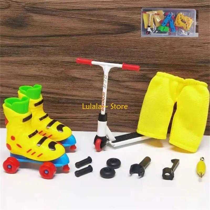 Y4QA Mini Vinger Rolschaatsen Vinger Scooter Mini Shorts Set Vinger Speelgoed voor Peuter Volwassen Ontwikkel Behendigheid en