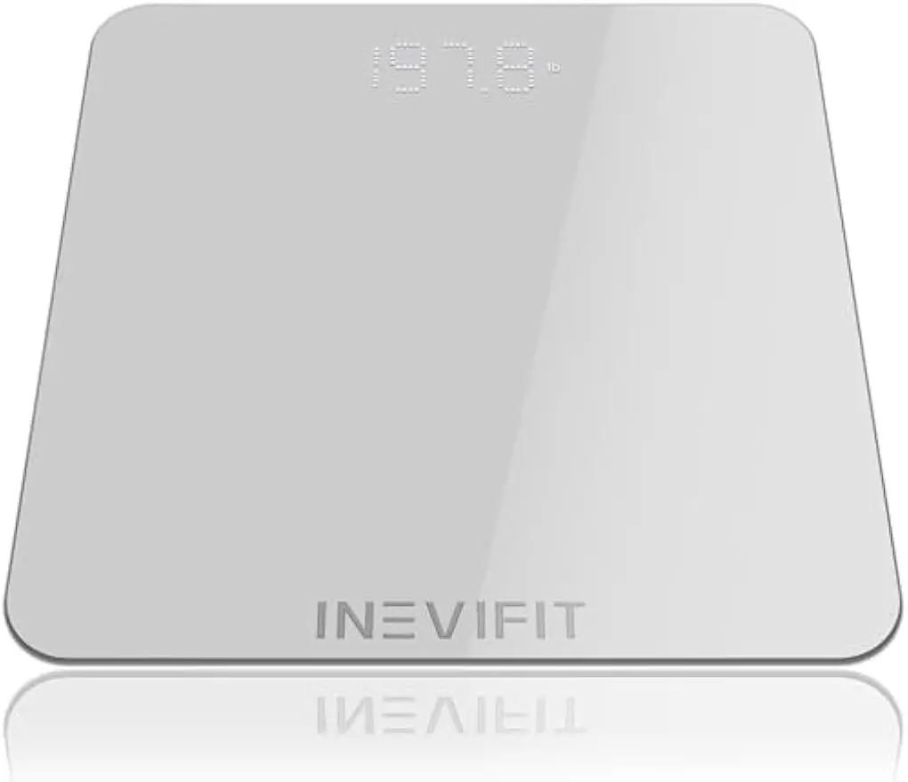 

Highly Accurate Digital Bathroom Scale with Large Glass Platform, Measures up to 400 lbs and Includes Batteries
