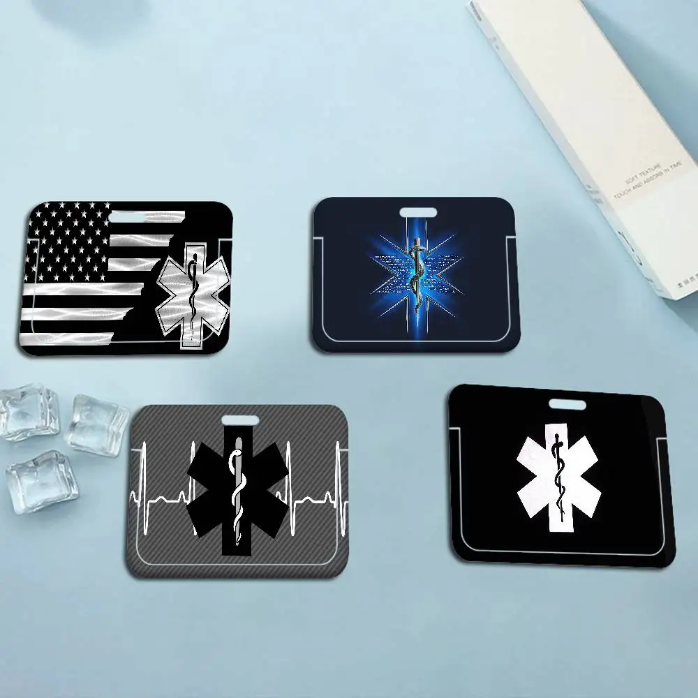 Ems Star Of Life Credential Badge Holder Lanyard for Business Meeting Visiting Hang Pass Tag ID Card Protector Case