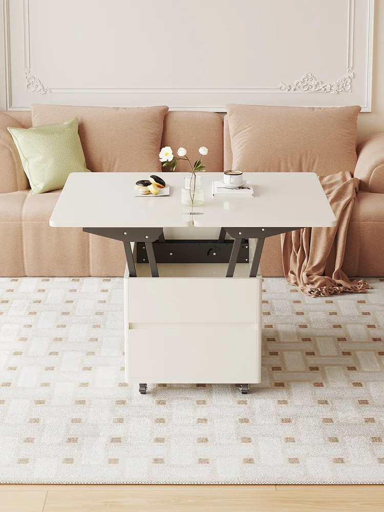 Coffee Table Dual-Use Cream Style Small Apartment Modern Simple Home Folding Side Table Small Coffee Table