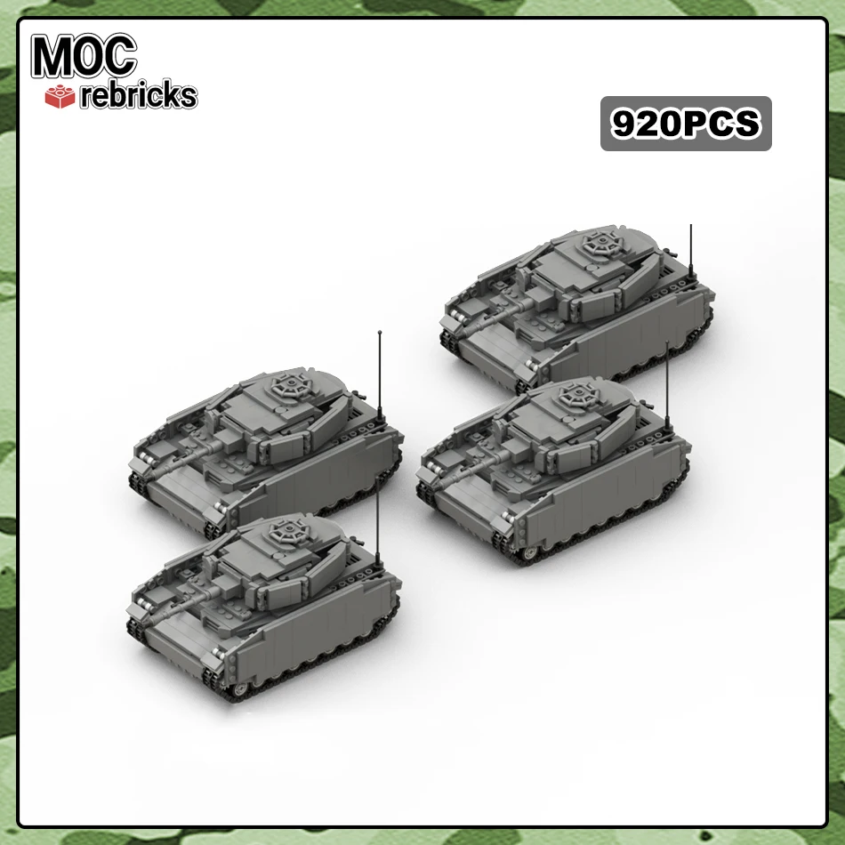 WW2 Military German Medium Tank Pz.IV H Tracked Armoured Fighting Vehicle MOC Building Blocks Puzzle Model Bricks Toys for Boys