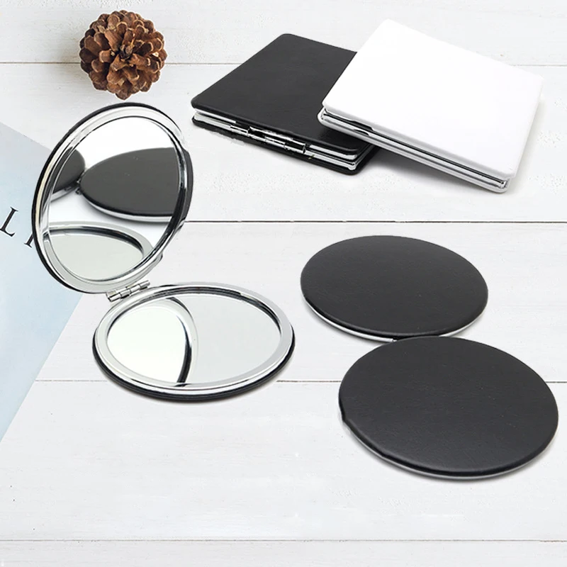 Compact Mirror for Men,Black Travel Makeup Mirrors for Handbag and Pocket, Portable Double-Sided Mirror with Distortion Free