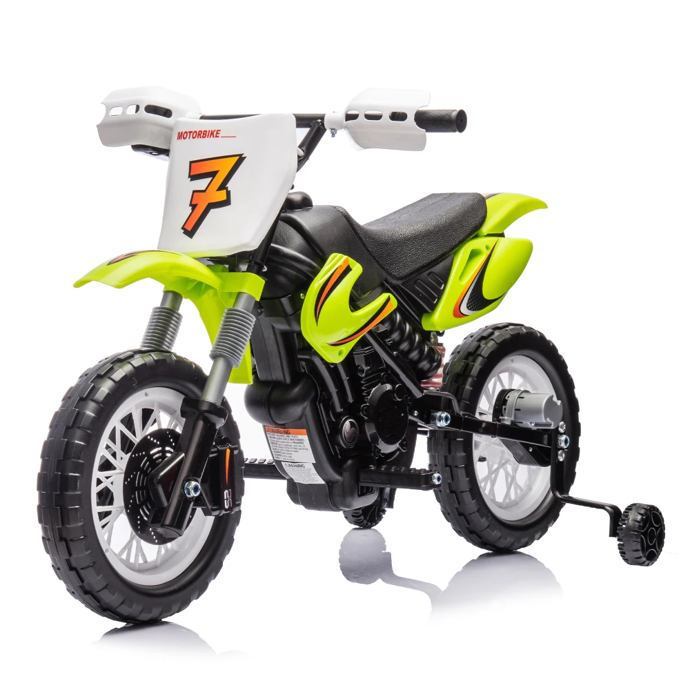 12V Kids Ride On Electric Toy Motorcycle,Rear suspensionTwist Grip Throttle Slow Start,Removable training wheels,Indie music box