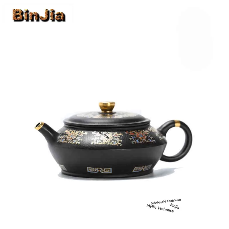 BAEJORIA 180ml Yixing Purple Clay Teapots Handmade Colour Enamels Man Shu Pot Raw Ore Dahongpao Mud Kettle With Strainer Zisha