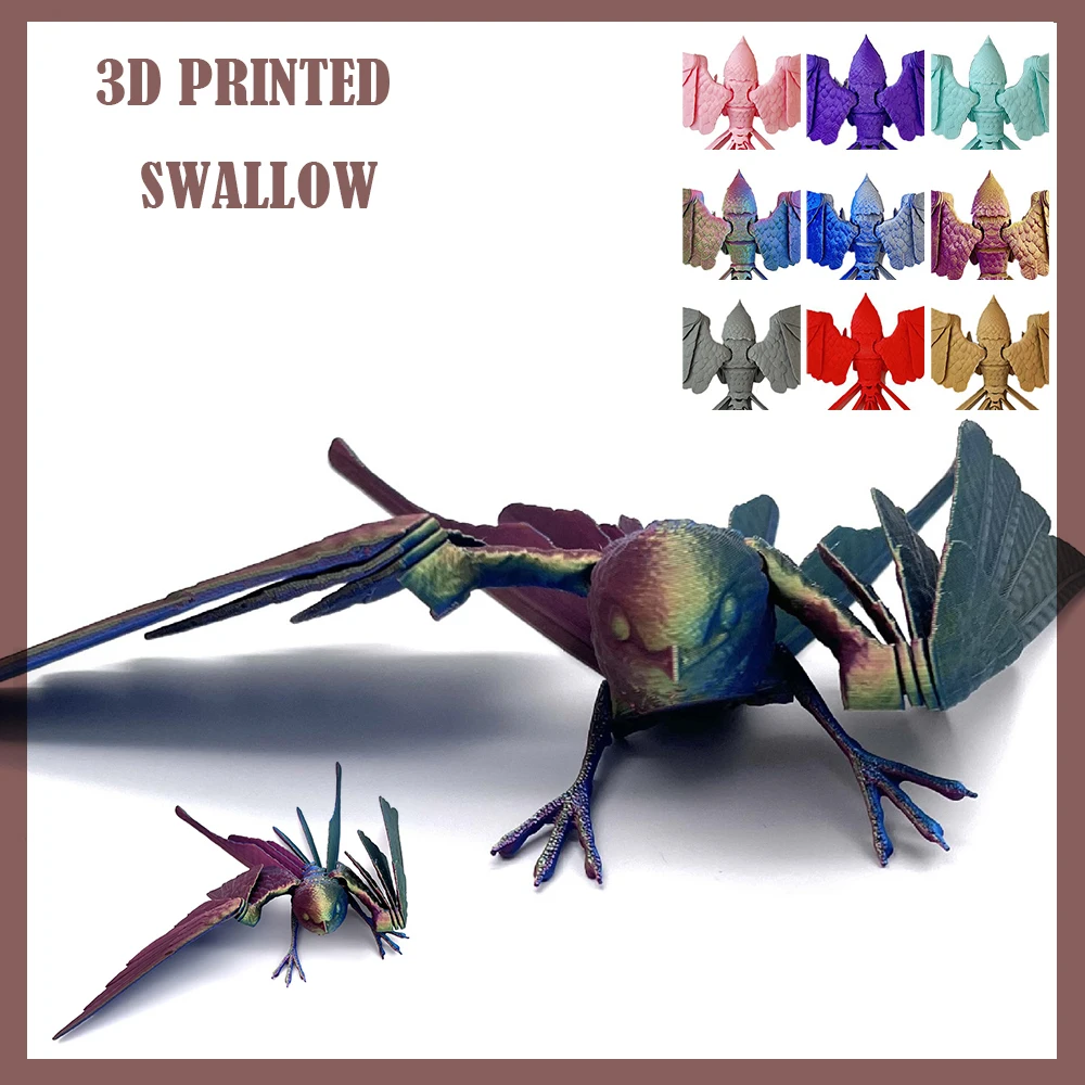 3D Printed Birds Swallow Model Toys Animals Figurines Multi-Jointed Kid Toys Decorative Desktop Ornament Boys Novelty Toy Gifts