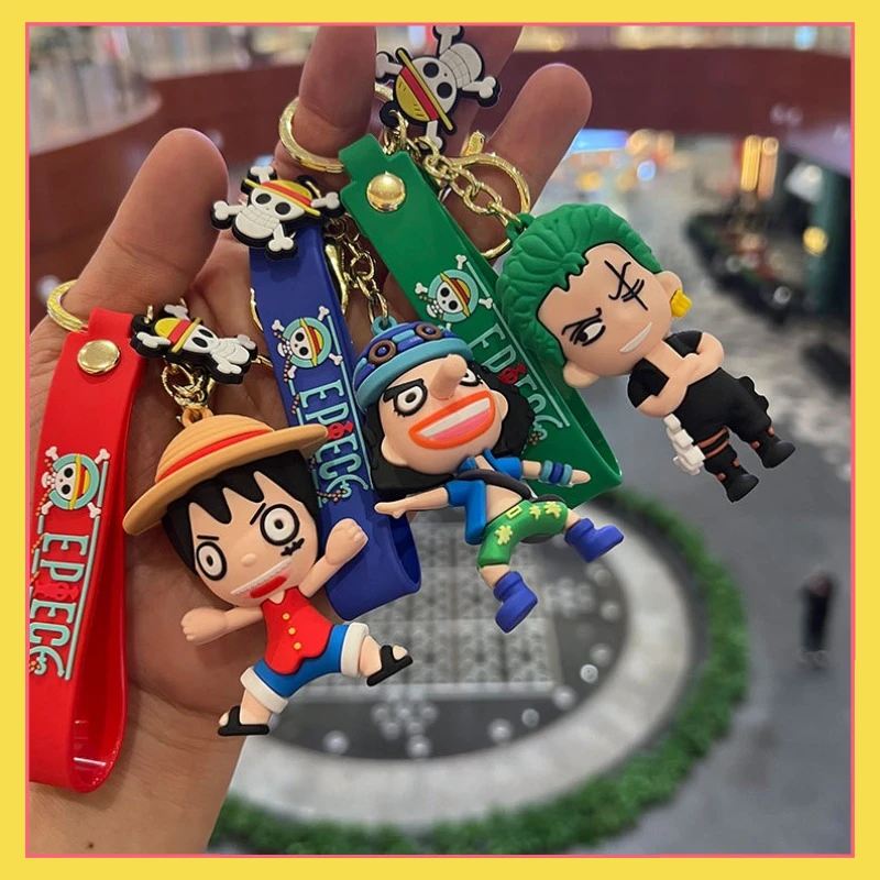 

New One Piece Keychain Anime Figures Monkey D Luffy Roronoa Zoro Backpack Pendant Fot Kids Car Keyring Cosplay Toy Birthday Gift