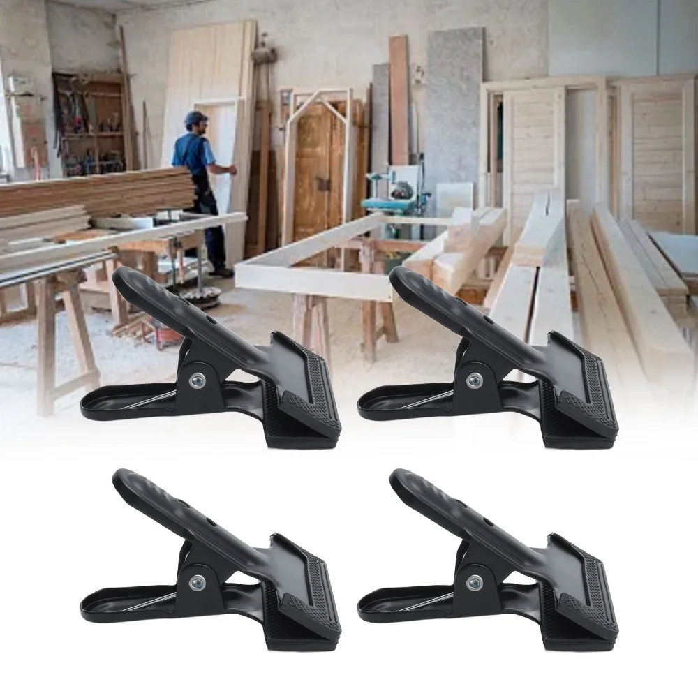 4pcs Strong Grip Anti Slip Woodworking Clamps Wide Mouth Steel Type A clamp Black Spring Clips DIY Projects