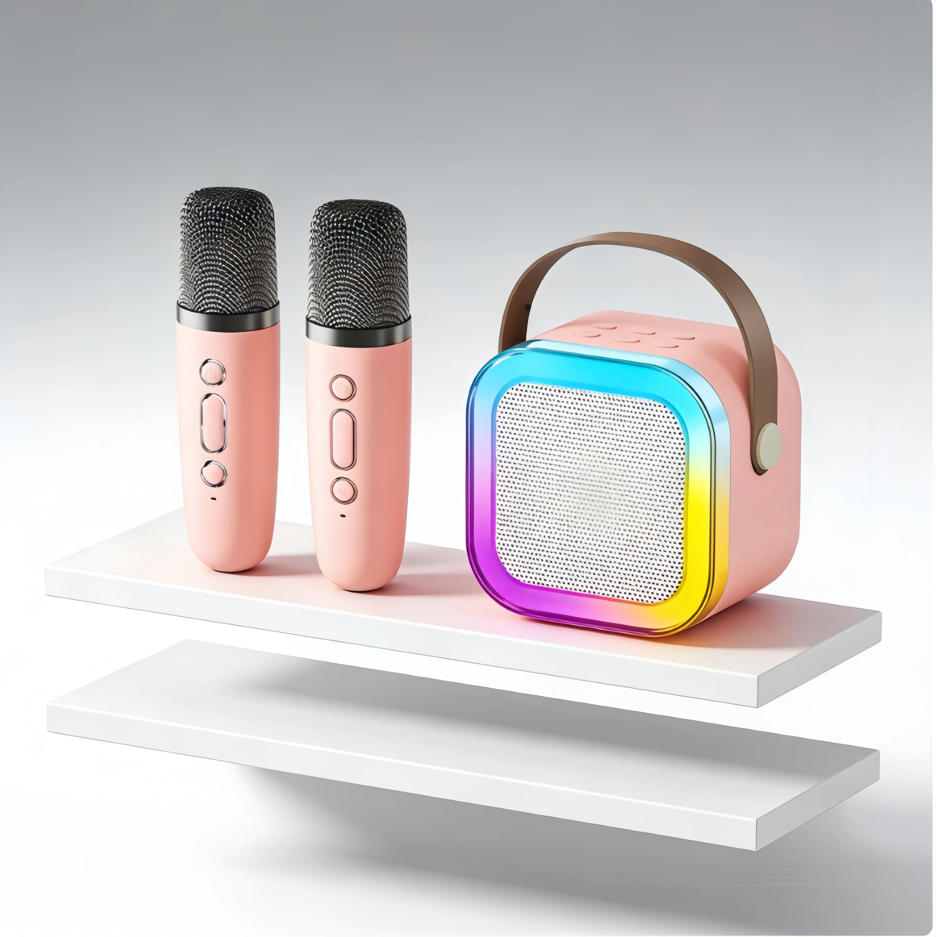 Máquina de Karaoke Bluetooth K12, sistema de altavoces PA portátil 5,3 con 1-2 micrófonos inalámbricos, canto familiar en casa, regalos para niños