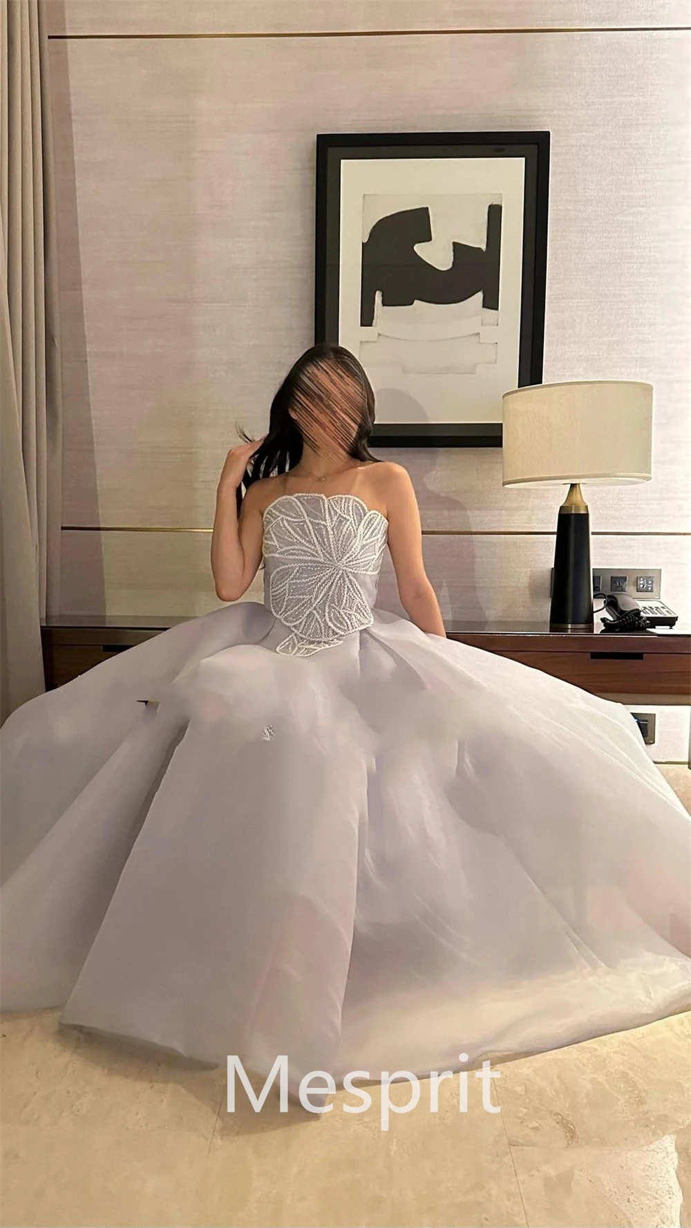 Mesprit hochwertige exquisite träger lose A-Linie Abendkleider Paille tte Organza bodenlangen benutzer definierten Kleid