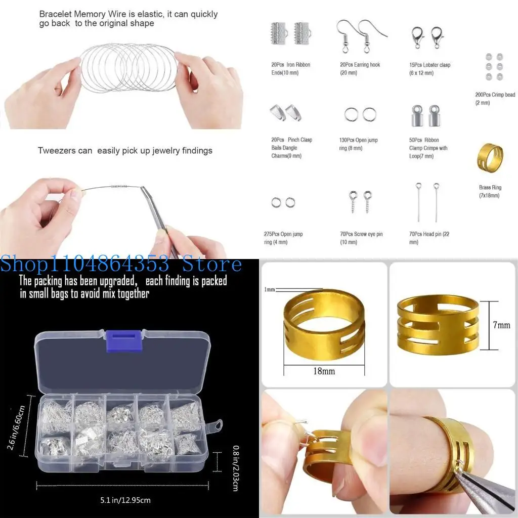 

652F Open Jump Rings and Lobster Clasp for Necklace Bracelet Repair Durable