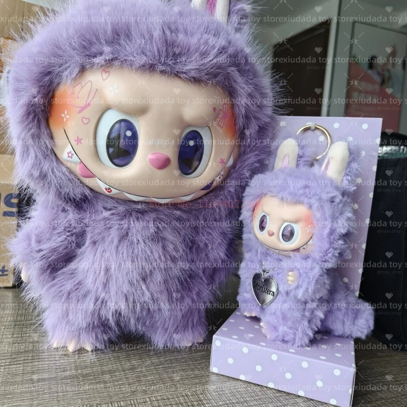 

Hot Replica Taro Paste 38cm Zimomo Angel And 17cm The Monster Labubu Purple Anime Peripheral Handmade Change Doll Children Gifts