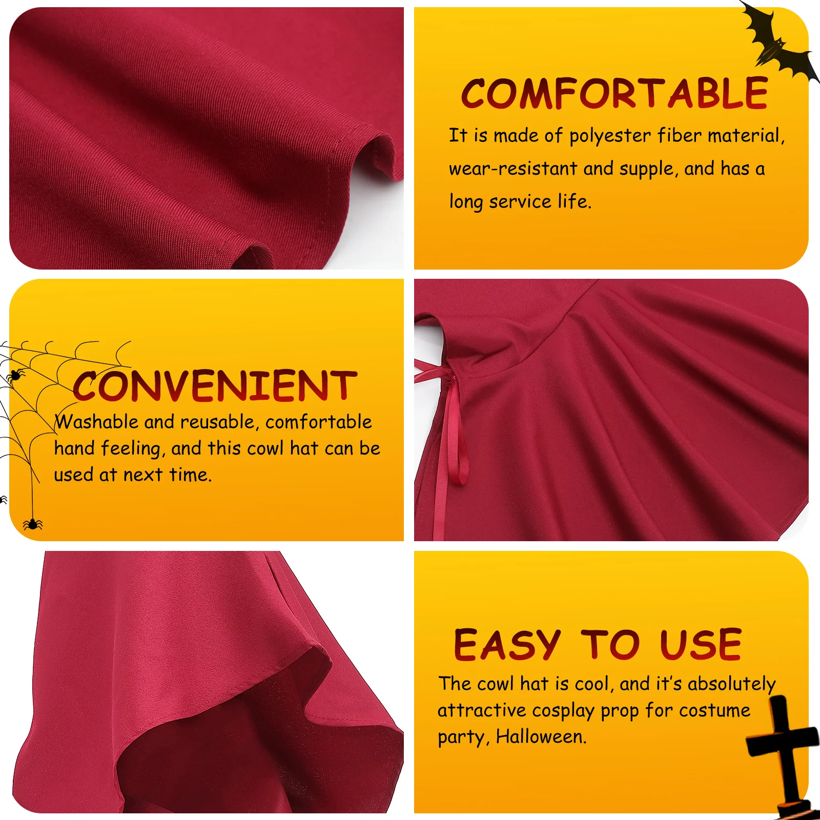 غطاء محرك السيارة في العصور الوسطى لجميع القديسين الساحرة التأثيرية للحفلات التنكرية للرجال والنساء مقاس واحد مقاوم للرياح وقابل للتنفس وقابل للغسل