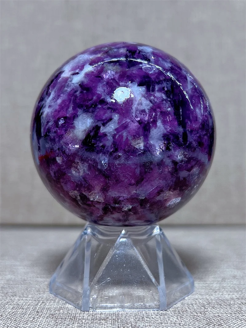 Natura Crystal Purple Mica SPhere With Rain Bow Free Form  Carving Reiki Healing Stone Home Decoration Exquisite Gift