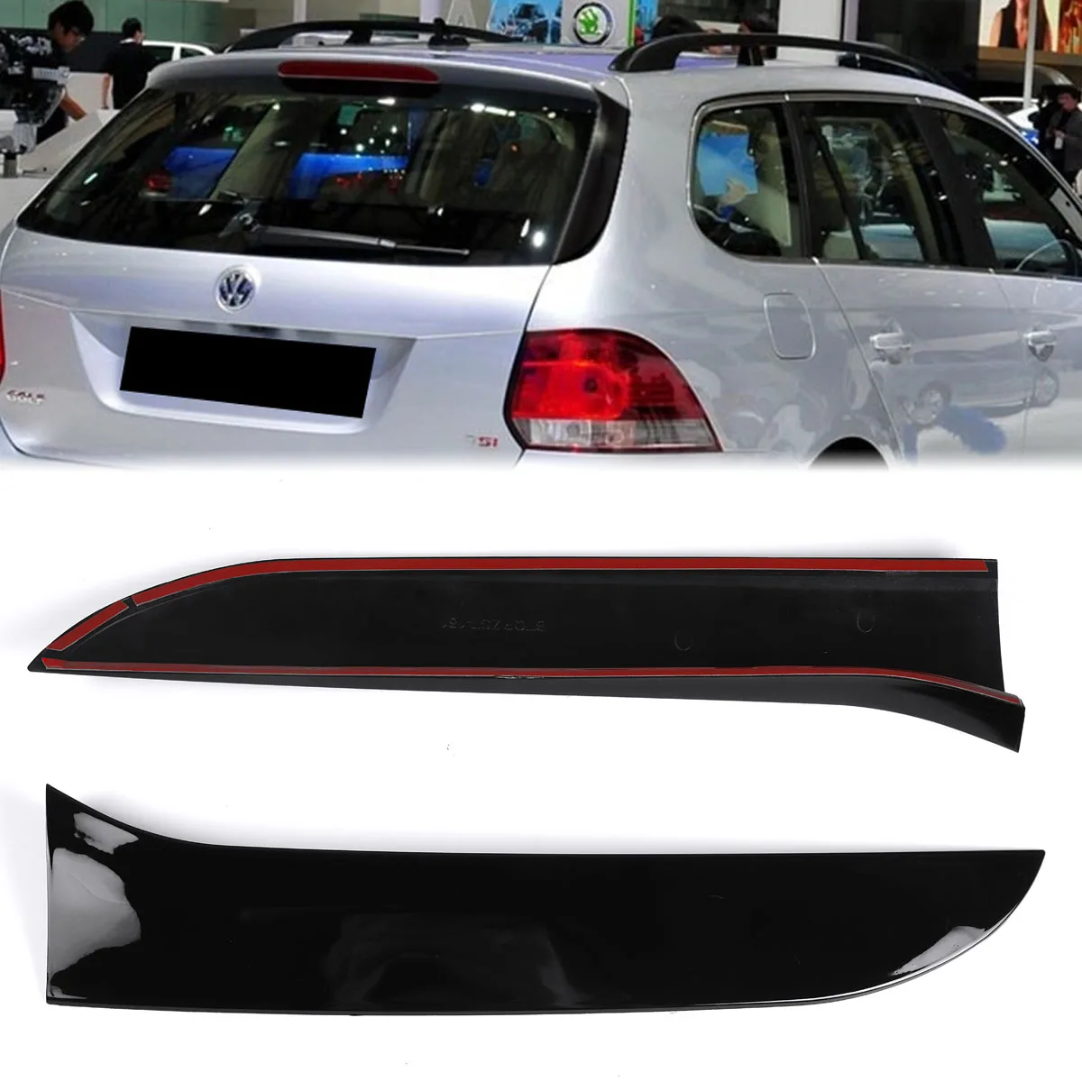 Pair Black Rear Window Canards Splitter Cover Side Spoiler Sticker Trim For Golf 6 MK6 Variant Wagon 2008-2013 Car Styling