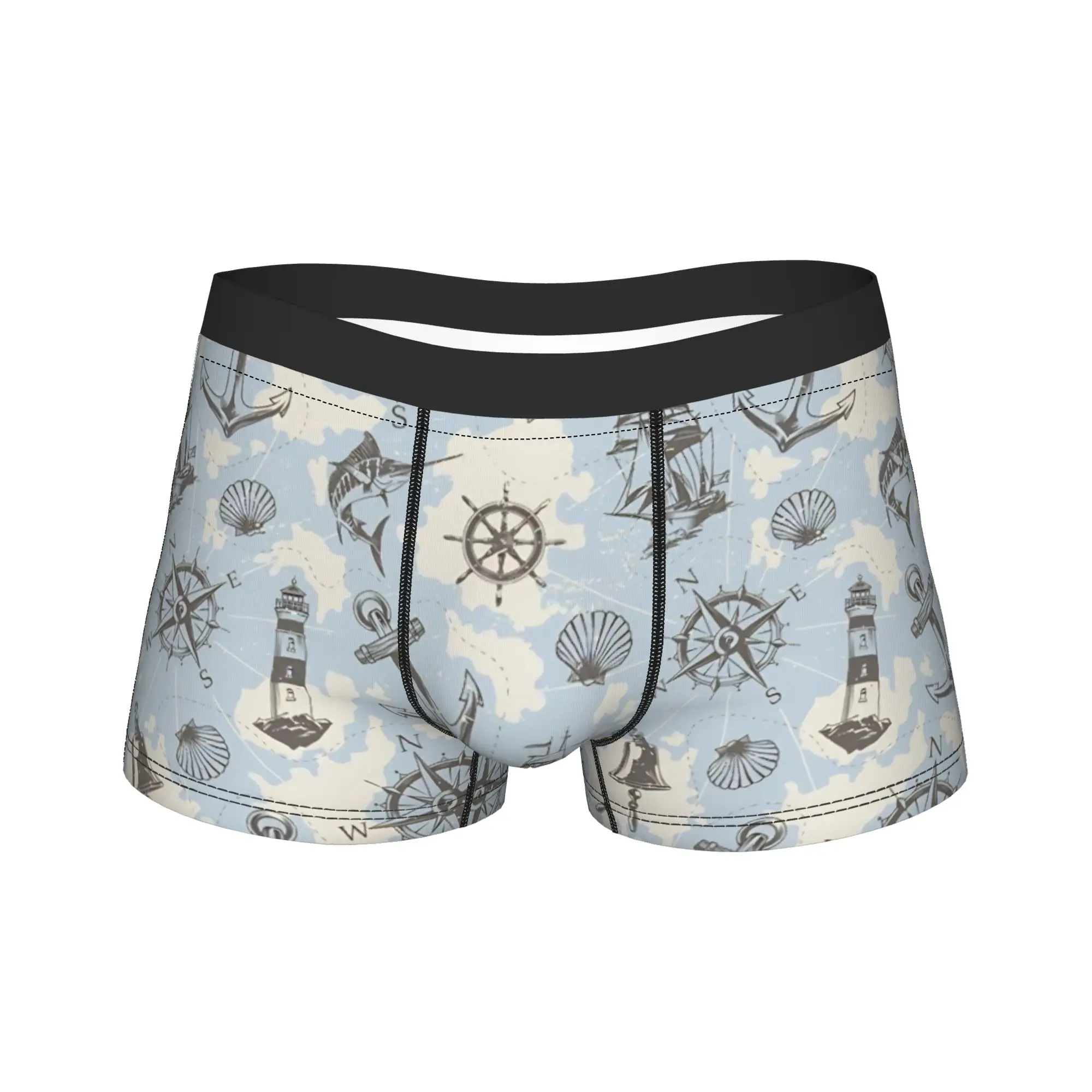 

Nautical Anchor Boat Underwear Printed Boxer Shorts Trenky Men Panties Breathable Shorts Briefs Birthday Gift
