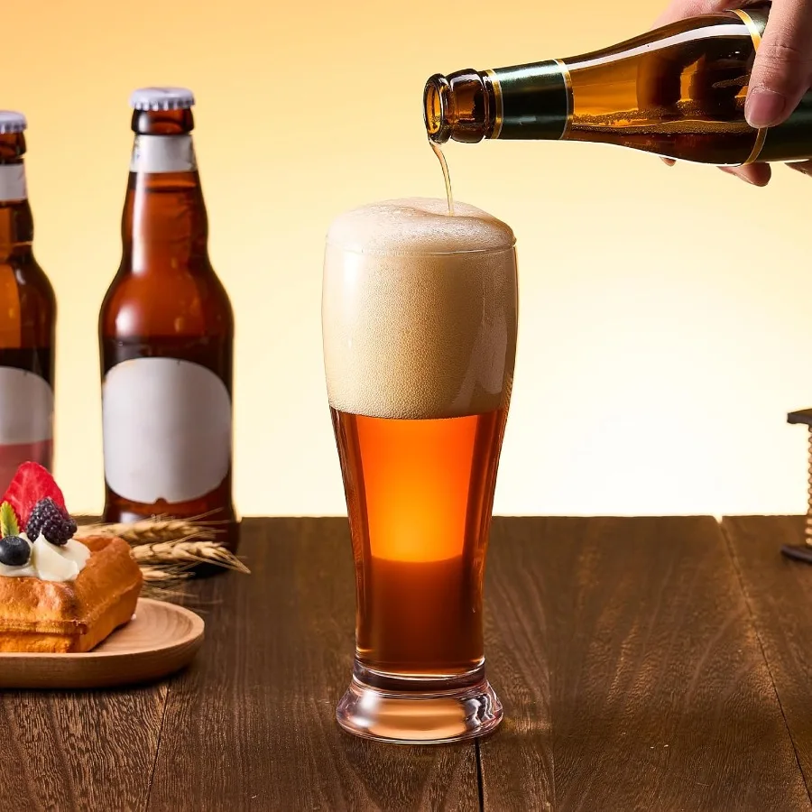 Juego de 4 vasos de pinta de cerveza Pilsner de 16 oz para servir cerveza artesanal, juego de cristalería para beber de diseño clásico, Ideal para el hogar y el Bar