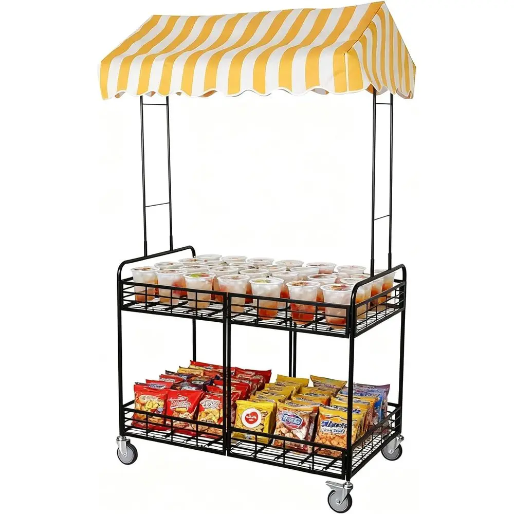 

Portable Outdoor Vendor Cart for Street Food, Market Stall, and Mobile Sales - Yellow, 90x60cm (35.4x23.6in)