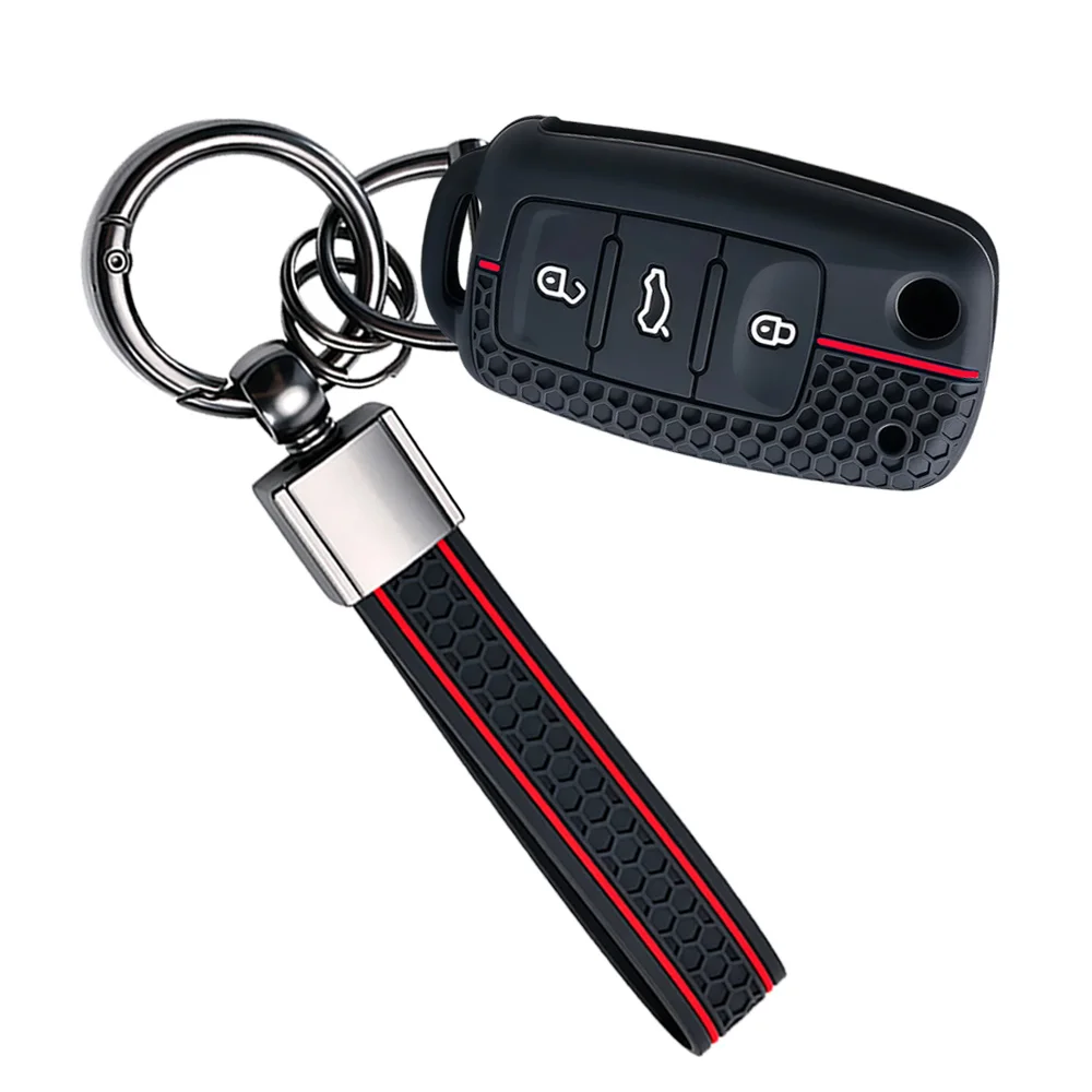 Remote Key Protector With Keychain For VW Tiguan Passat Golf Jetta Beetle Caddy For Skoda Kodiaq Superb Octavia Easy Install