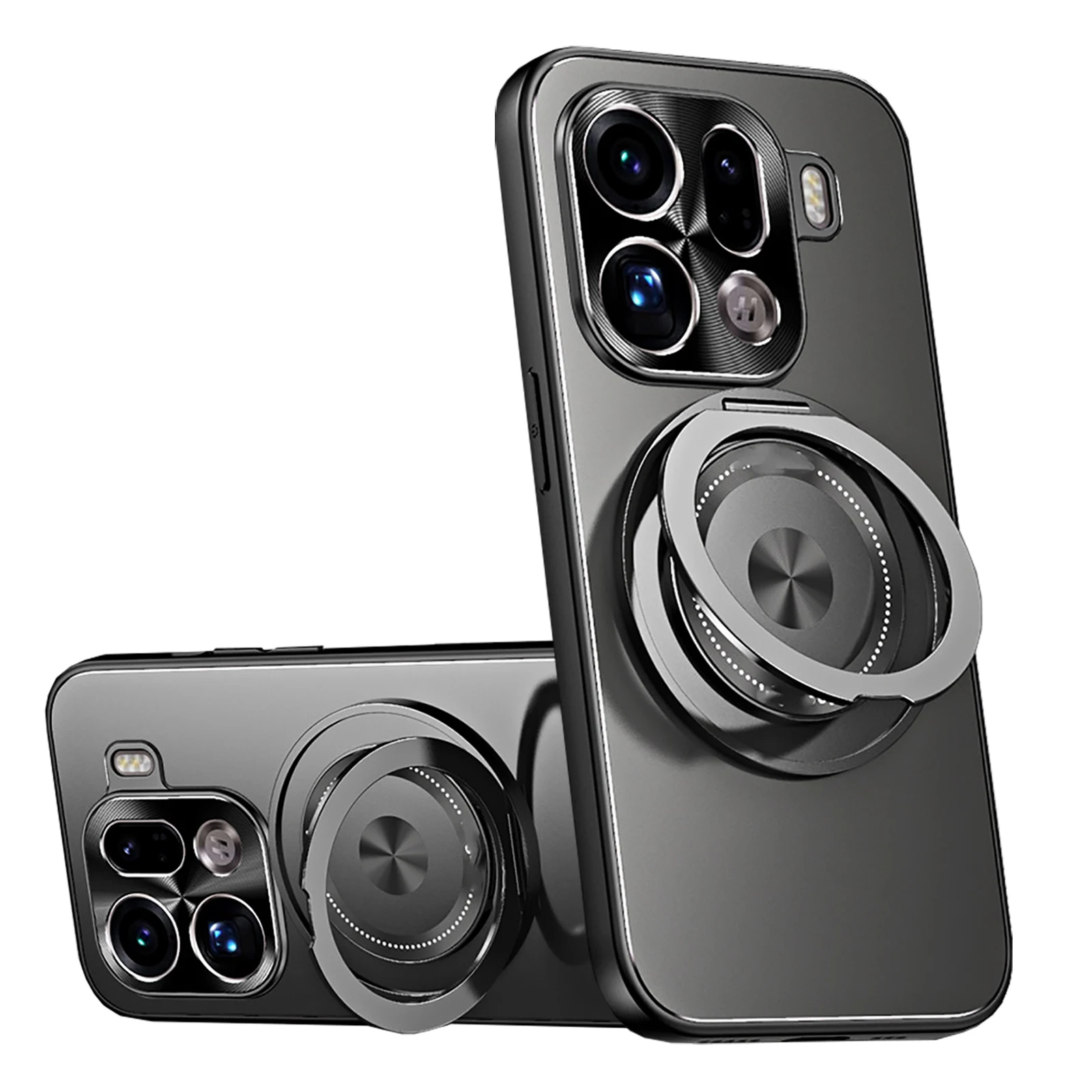 

for Oppo Find X9 Pro Case 360° Rotatable Kickstand [Wireless Charger Compatible] Ring Holder Shockproof Matte Hrad Back Cover