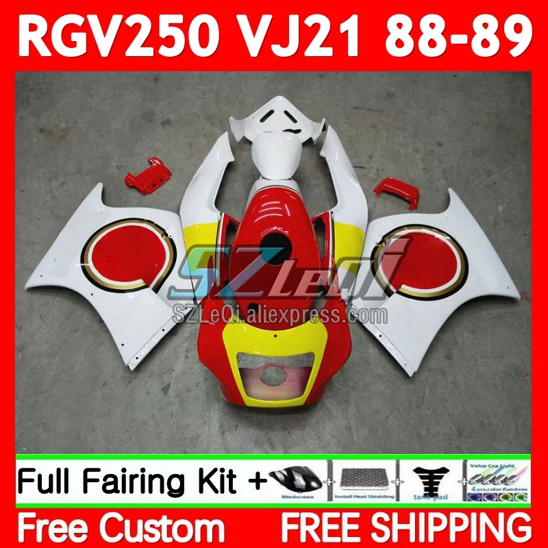 Body For SUZUKI RGV250 SAPC VJ21 VJ 21 Bodywork 66No.27 RGVT-250 RGV 250 CC RGV-250 88 89 Lucky white RGVT250 1988 1989 Fairing