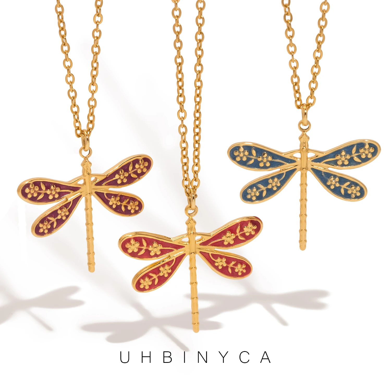 UHBINYCA Colorful Butterfly Pendant Necklace for Women, Rust Proof Jewelry Made of Stainless Steel and Cold Enamel