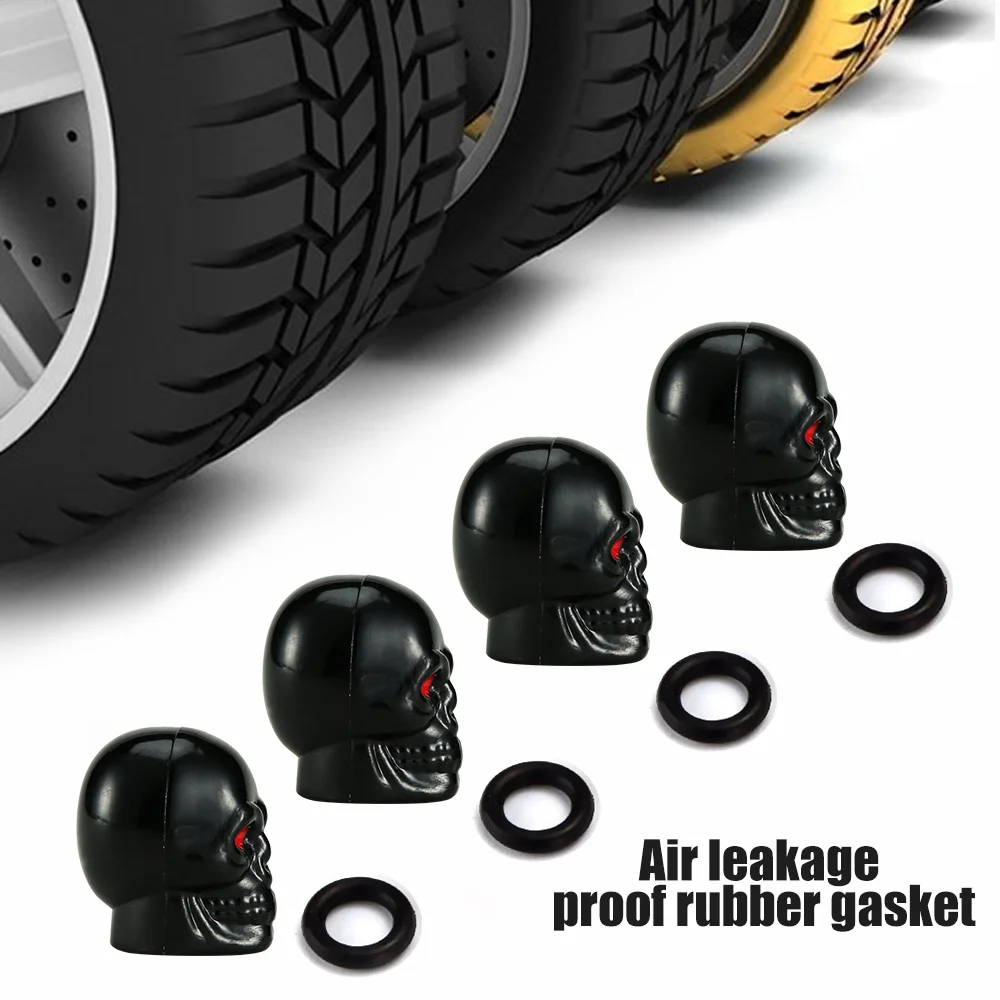 Car Tire Anti-rust Air Valve-Caps Auto Wheel Tyre Dust Stems Cover Skull Waterproof Dust-Proof Airtight Seal Universal 85DF