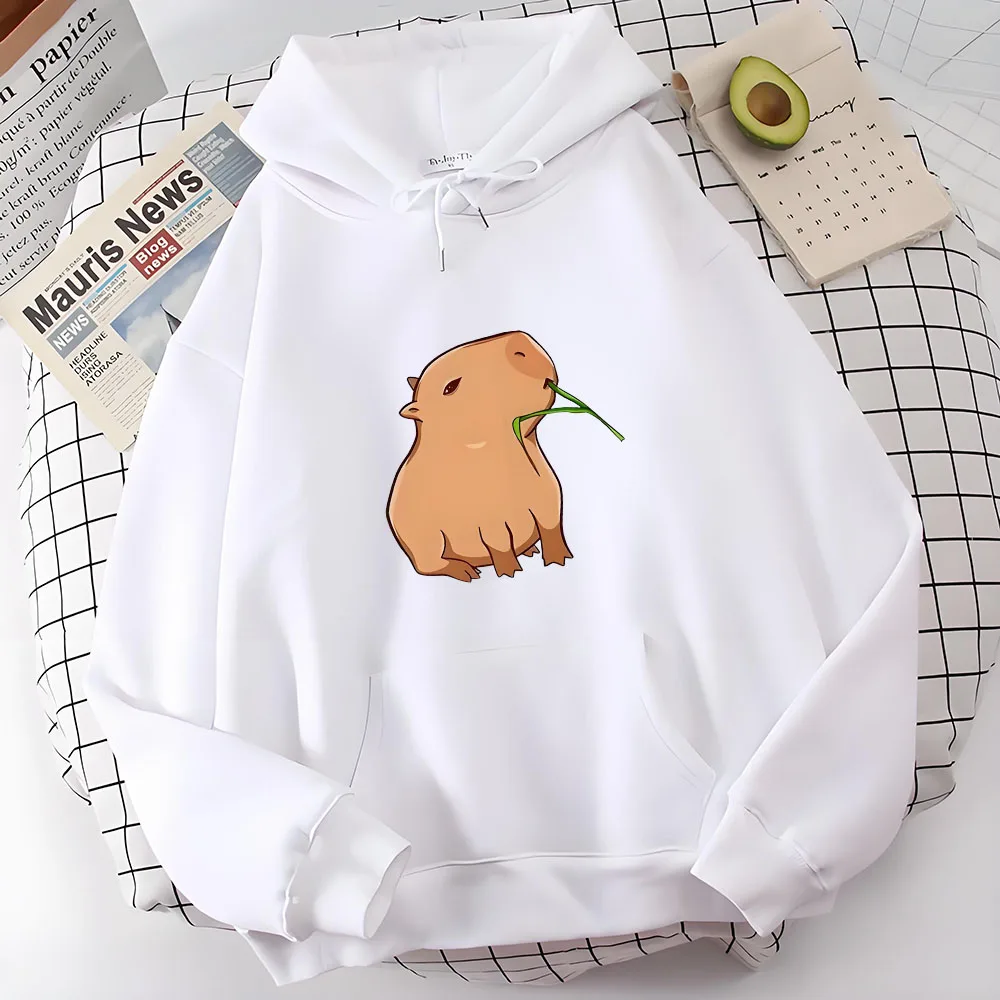 Boy Unisex Fashion Harajuku Graphic Hooded Pullover Funny Capybara Print Hoodies for Teen Girls Kawaii Cartoon Top Sweatshirts