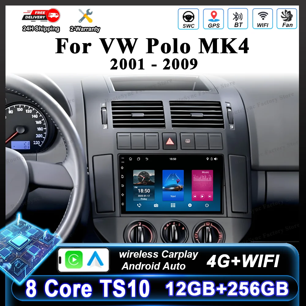 7'' Android Car Dvd For VW Polo MK4 2001-2009 Auto GPS Navigation Radio Stereo Multimedia Player Screen Carplay Bluetooth WIFI