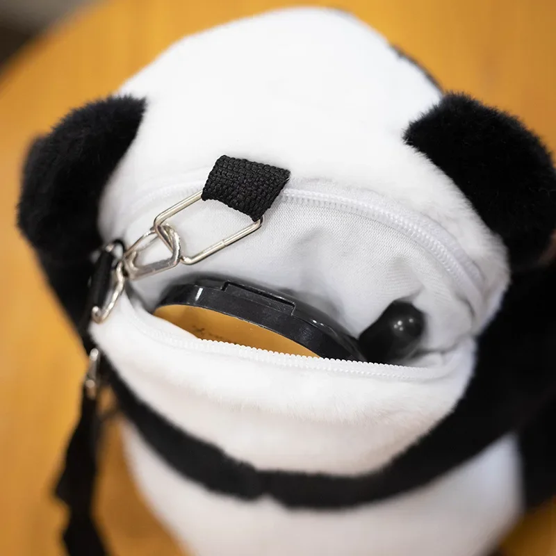 Lindo juguete de peluche Panda mochila 3D Panda muñeca cuerpo cruzado mochila de felpa bolsa para teléfono móvil