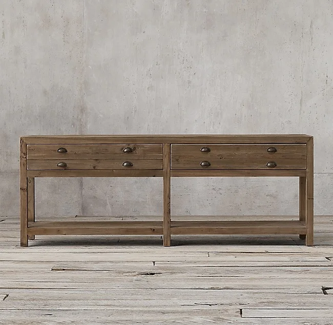 خزانة ديكور لطاولة المدخل من الخشب الصلب بتصميم عتيق أمريكي عتيق