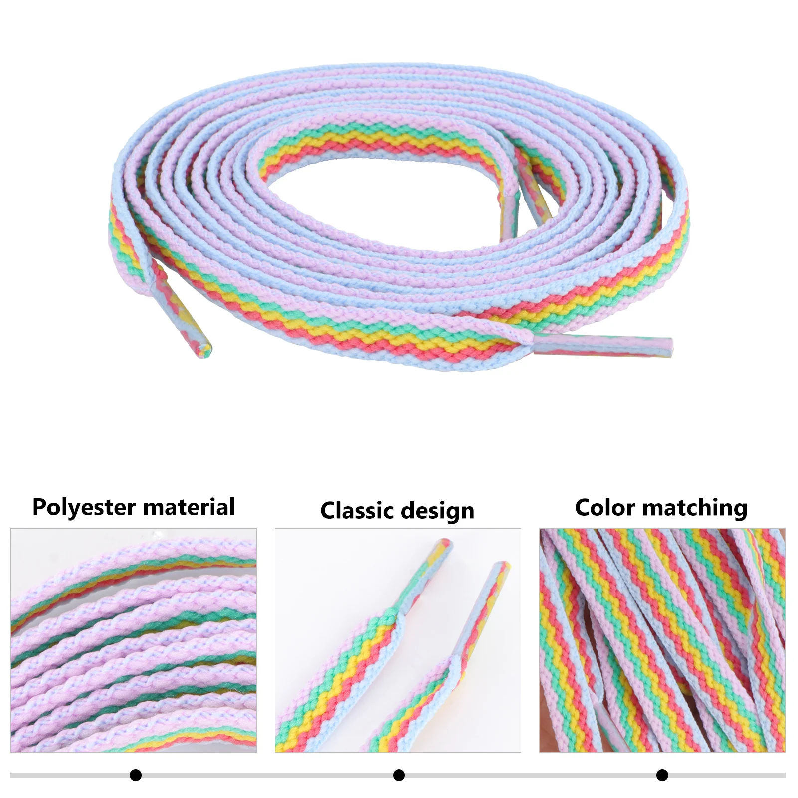 Rainbow Shoelaces Flat Laces for Athletic Shoes Polyester Sneaker Strings Striped Shoe Tie 3D Rainbow Laces