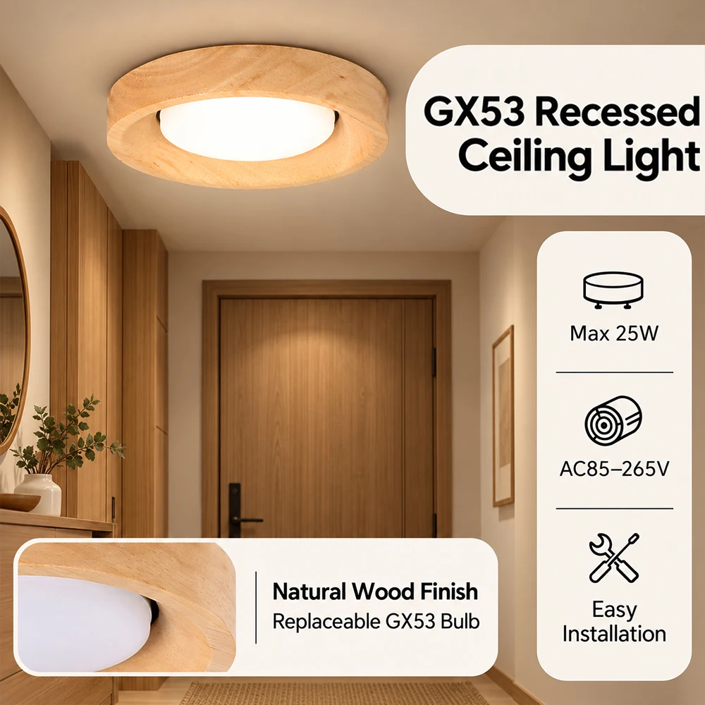 Modern LED Downlight Waterproof GX53 Spotlight Replaceable Bulb Ceiling Lamp for Porch Living Room Bedroom Down Light Fixture