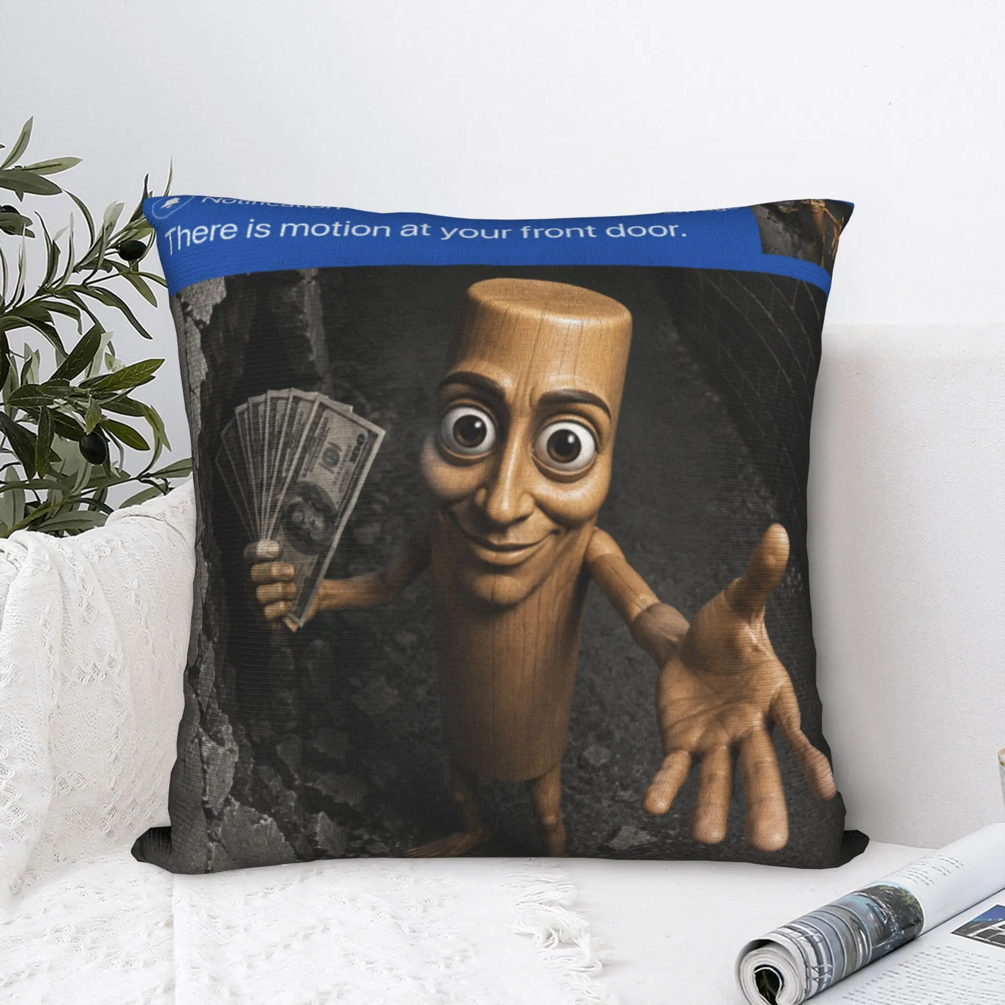 There is Motion at Your Front Tung Tung Tung Sahur Meme Pillowcases Pillow Case For Sofa Couch Bed Living Room Soft Pillow Cover