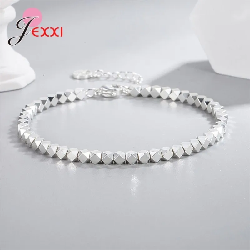 Genuine 925 Sterling Silver New Promotion Geometric Bracelets For Women Girls Fine Female Birthday Present Fashion Jewelry