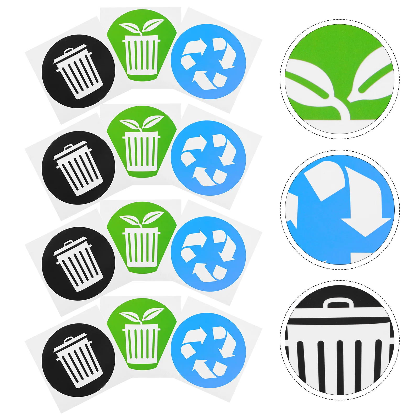 

12 Pcs Trash Can Sign Deodorizer Circle Stickers Garbage Sorting Label Recycling