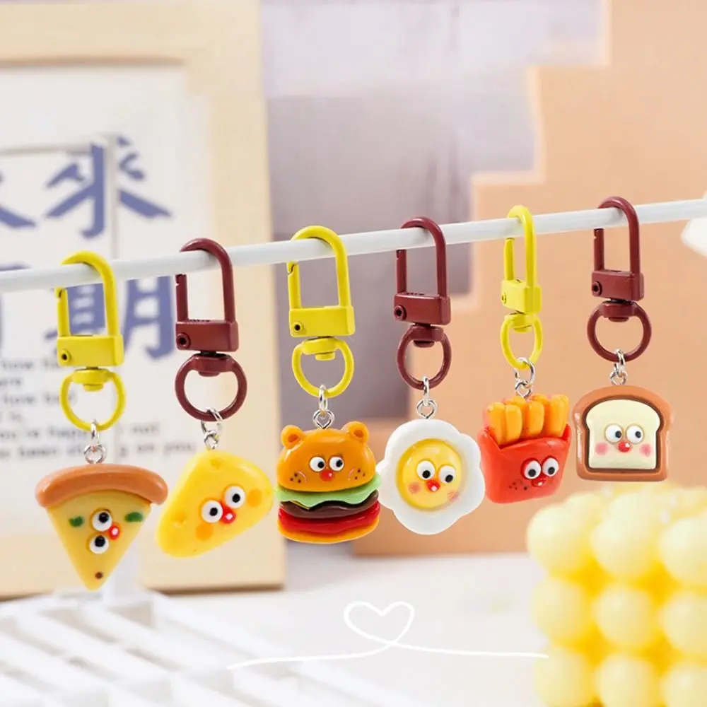 Food Small Pendant Soft Cartoon Cute Fun Creative Simulation Bread Eggs Pizza Hamburger Bag Accessories Gifts