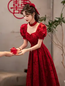 花をモチーフにしたコットンドレス,シングルショルダー,フレンチ 