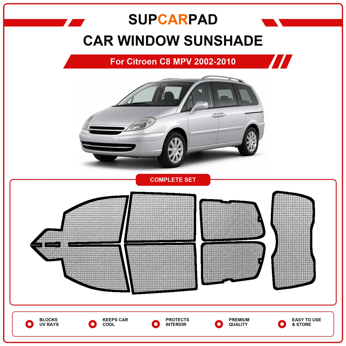 For Citroen C8 MPV 2002-2010 Pre‑Cut Auto Window Sunshade Anti‑UV Car Sun Visor Protector