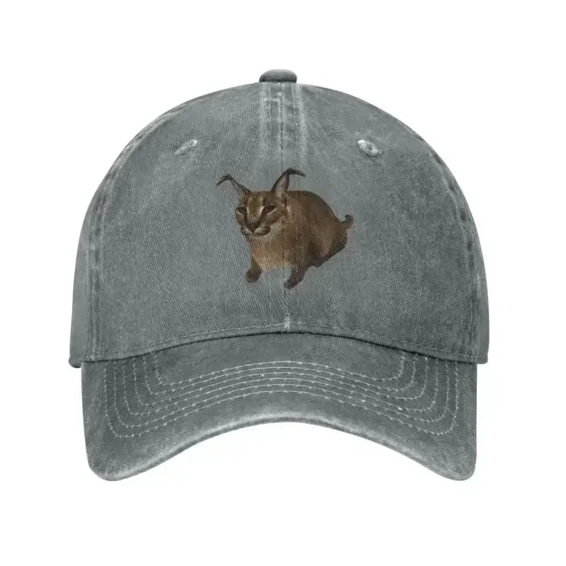 Topi bisbol Punk uniseks, topi katun Floppa besar Dewasa kucing karacal lucu dapat disesuaikan pria wanita luar ruangan