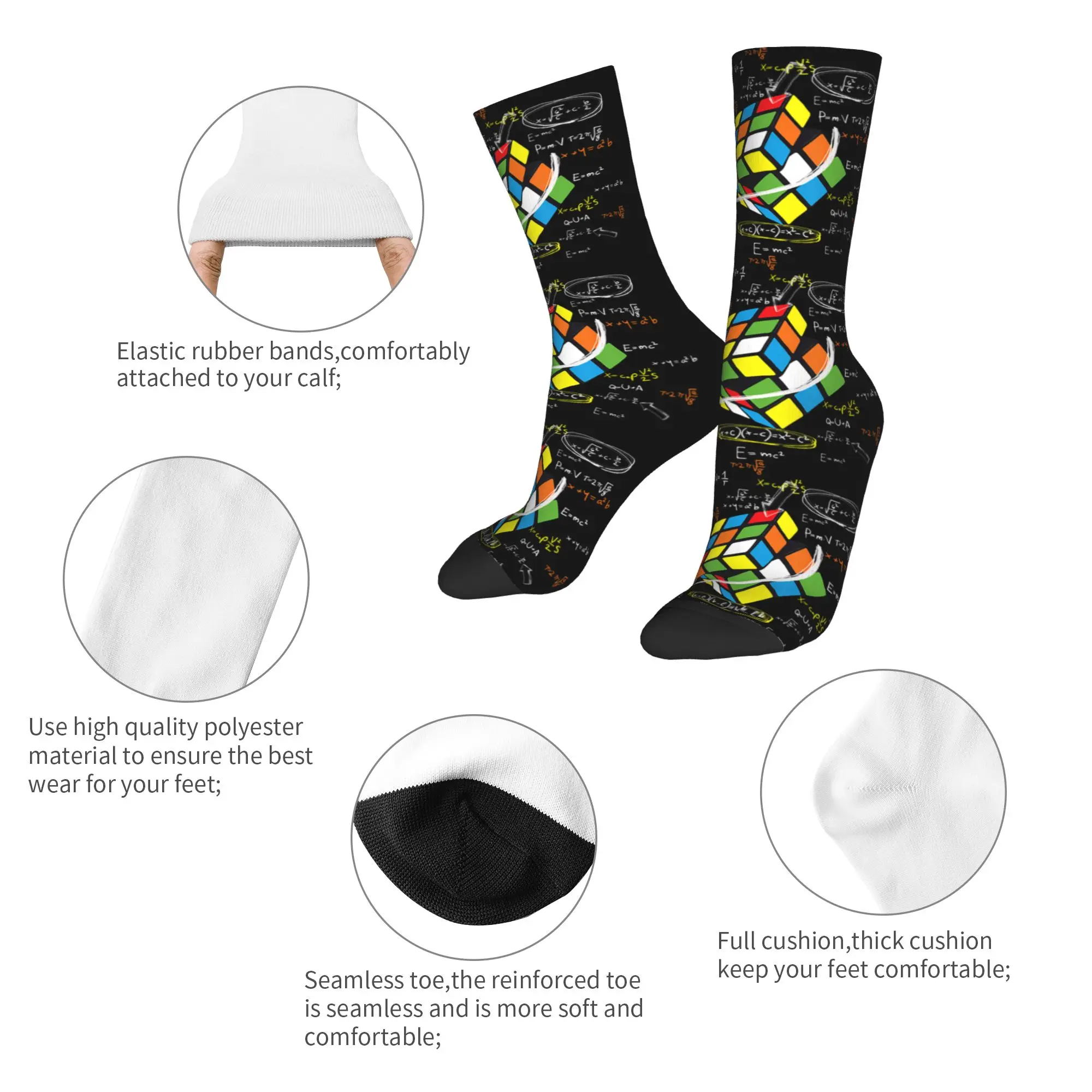 Custom Cool Math Rubix Rubik Player Cube  Mens Crew Socks Unisex Kawaii 3D Print  Rubics Math Lovers Dress Socks