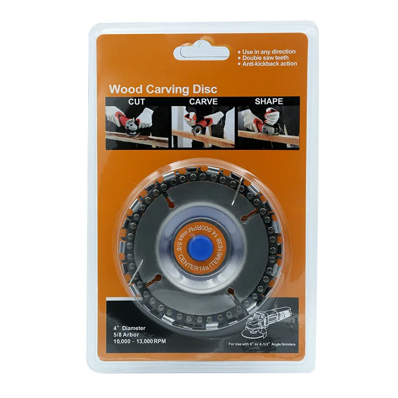 4 Inch 22 Teeth Angle Grinder Chain Disc Saw Woodworking Wood Carving Disc Saw Cutting Blade Slotted Saw Blade