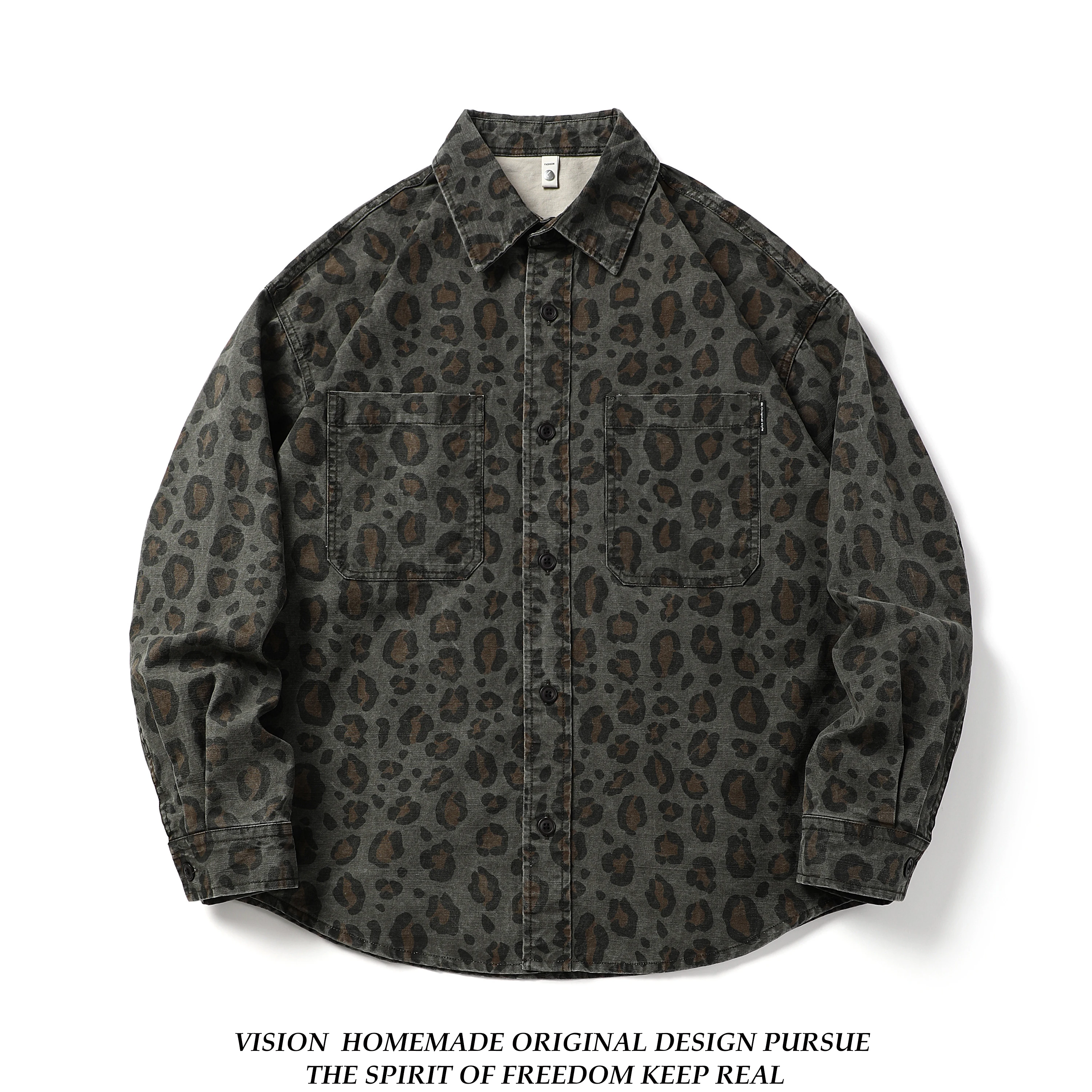 

Модная американская брендовая куртка с леопардовым принтом на воротнике, свободная повседневная верхняя одежда для мужчин и женщин, весна-осень, модный ретро-стиль