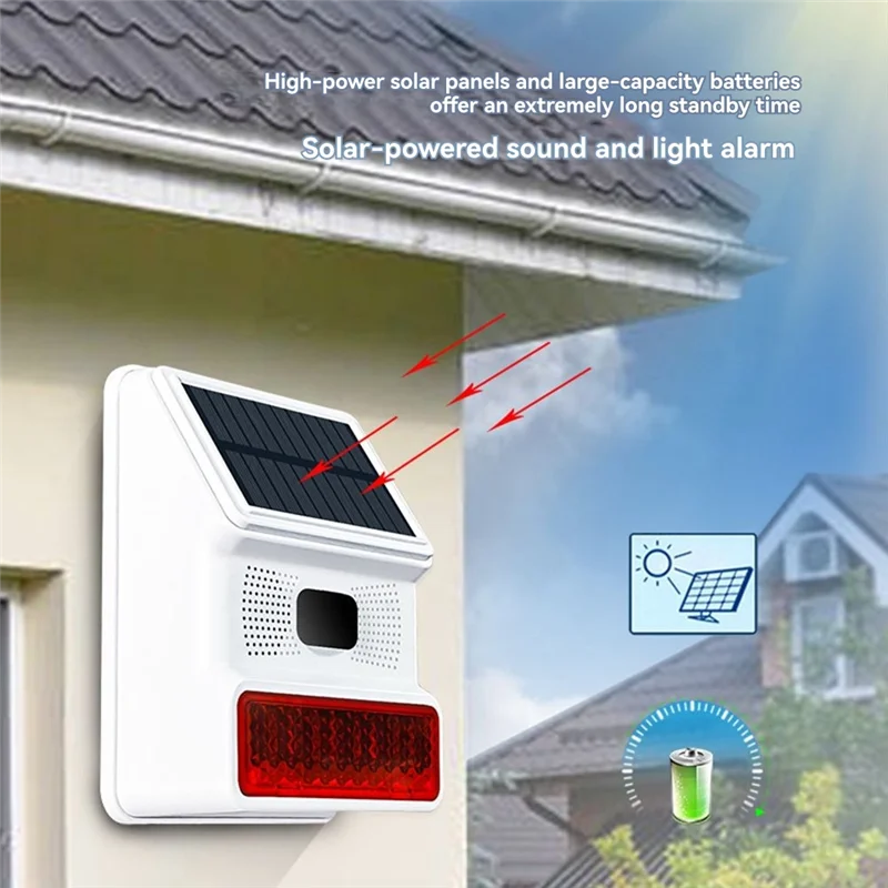 

B92B-Solar Power Wireless Siren Alarm Sound&Light Outdoor Alarm Sensor For 433Mhz Wifi GSM Alarm System For Home,Farm