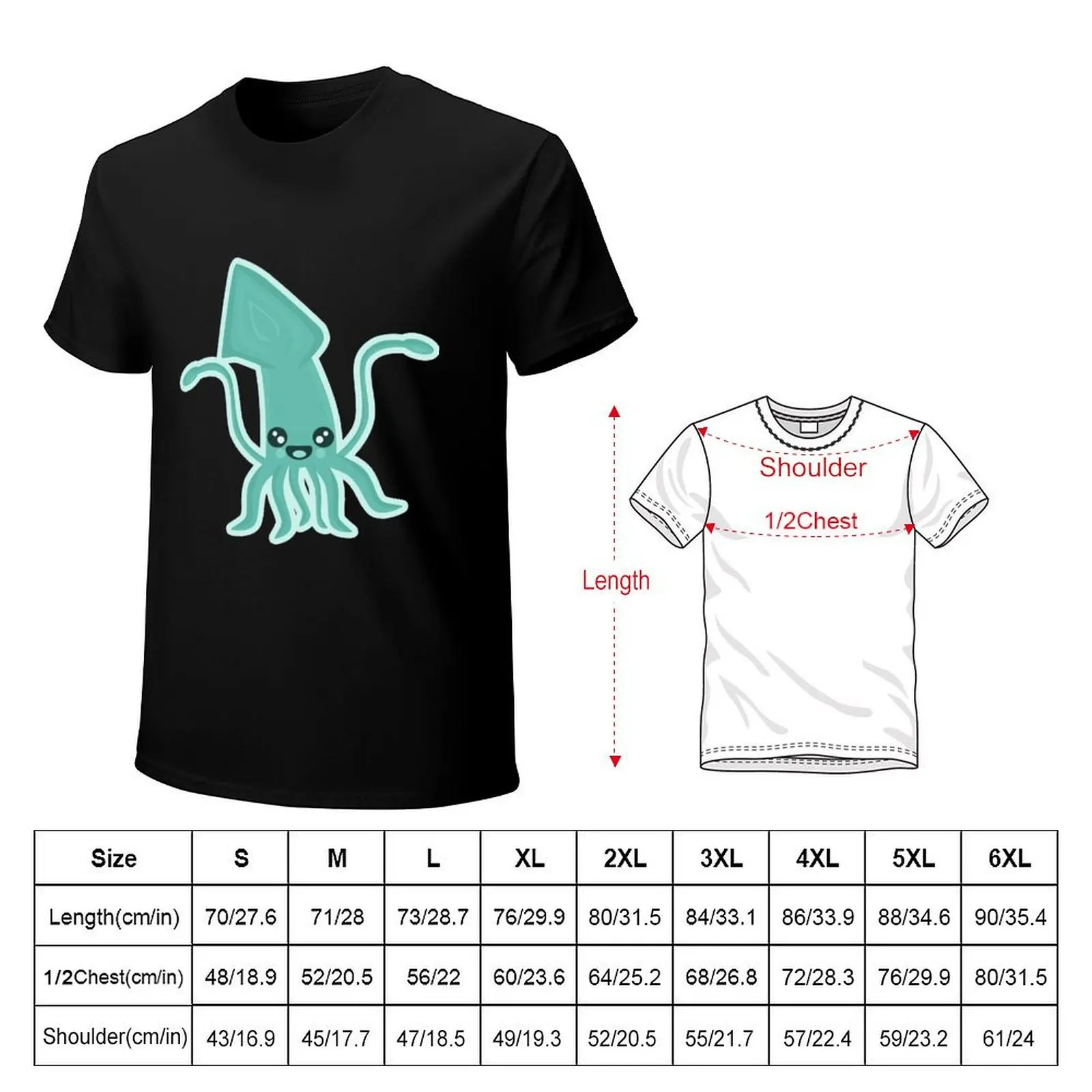 Kawaii Squid T-Shirt Work Wear Lightweight Tee