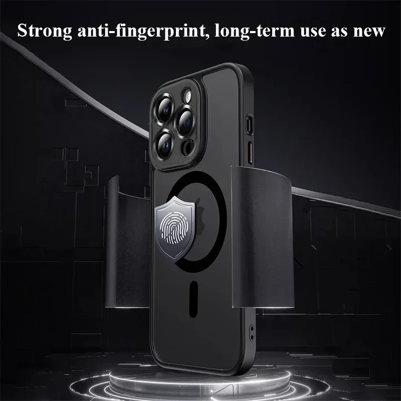 Magnetic Wireless Charge Translucent Matte Case For iPhone 15 14 13 12 Pro Max Plus Magsafe Full Lens Protector Hard Back Cover
