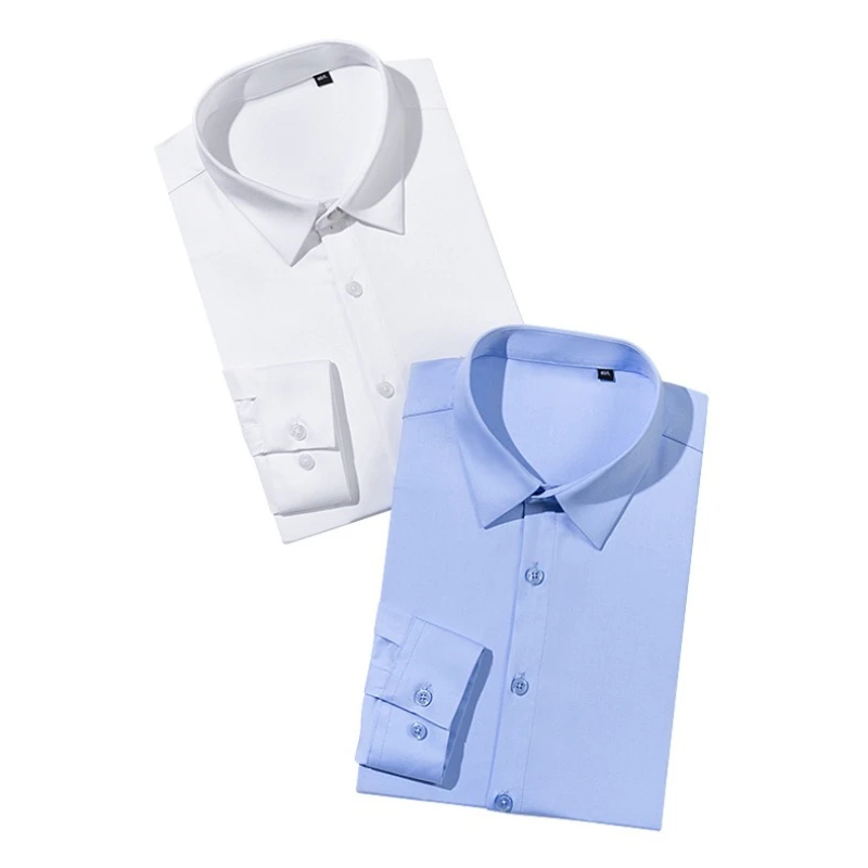 8XL New Fabric Bamboo Fiber Men Shirts Long Sleeve Business Anti-Wrinkle Work Shirt Slim Fit Long Sleeve Shirt Men Soft Cozy