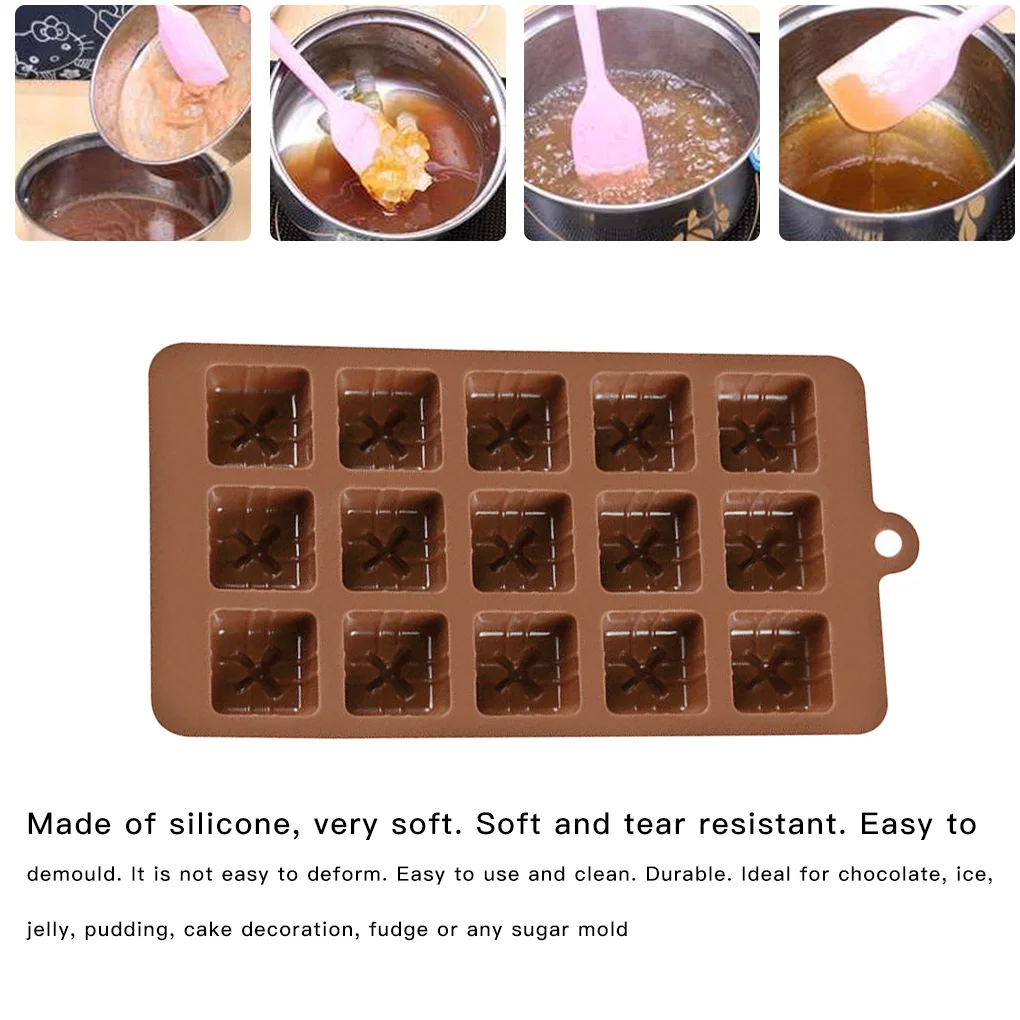 Schokolade Mold Weihnachten Geschenk Box Silikon Candy Form 15 Hohlraum Bäckerei Werkzeug DIY Dessert Zubehör Backen Werkzeuge