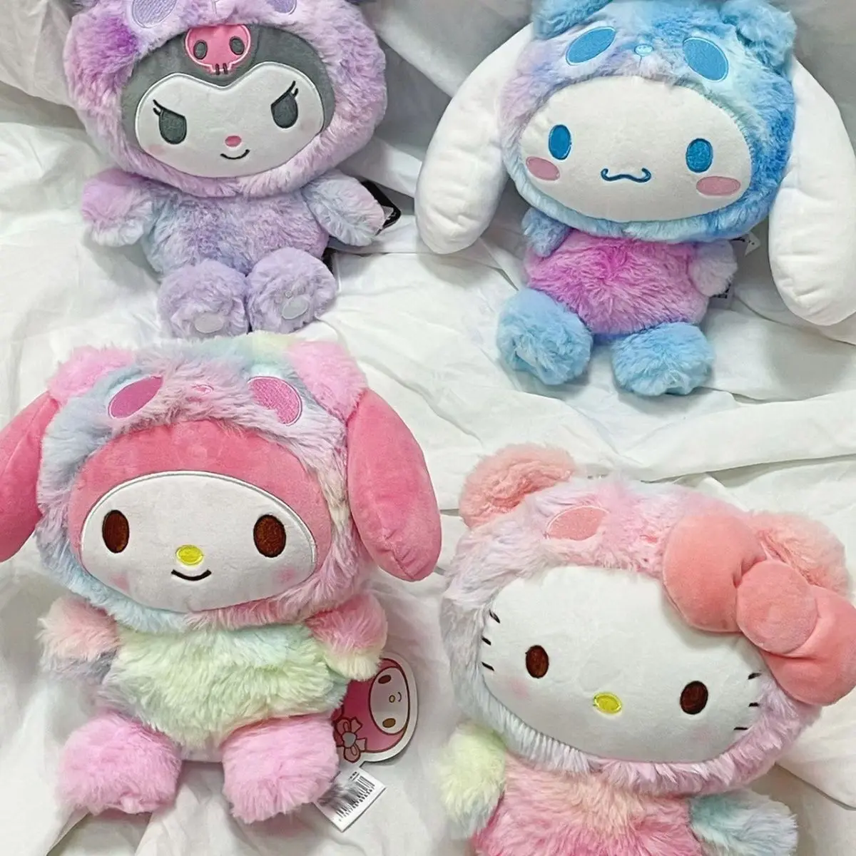 

Sanrio красочная панда оригинальная серия плюшевые игрушки Kawaii Hello Kitty Melody кукла плюшевые украшения дома плюшевые куклы
