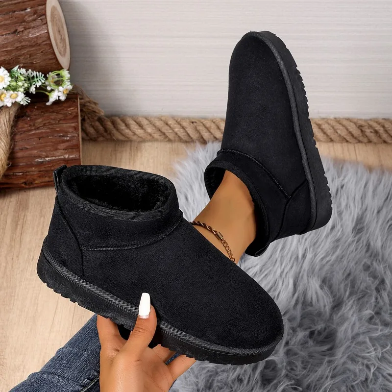 2025 Women's Winter Snow Boots Fashion Designer Thick Sole Boots Pu Leather Warm Ankle Boots Fur Short Boots Luxury Boots New